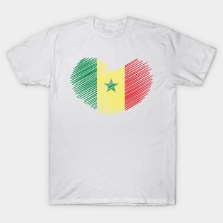 Senegal Heart Design Flag T-Shirt